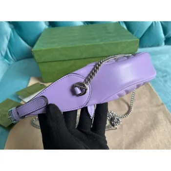 Gucci 699514 GG Marmont half moon shaped mini bag Lilac purple