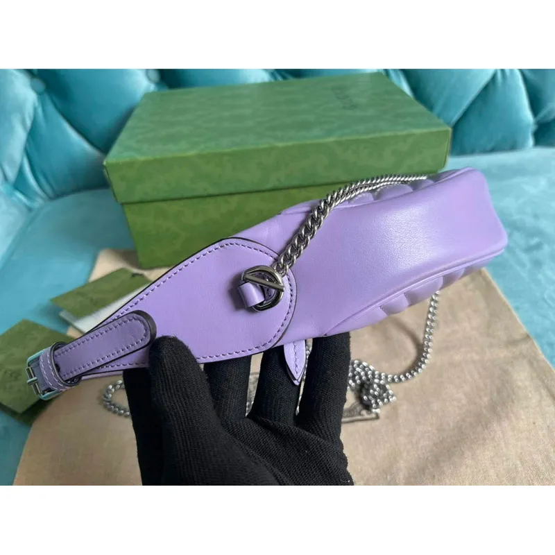 Gucci 699514 GG Marmont half moon shaped mini bag Lilac purple