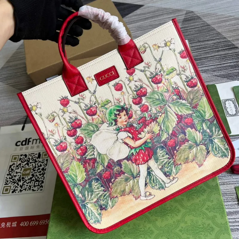 Gucci 550763 Children’s Fairy Print Large Tote Bag Red