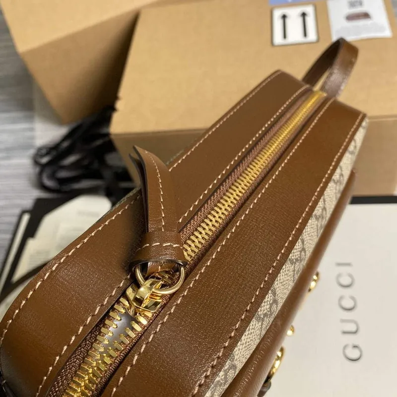 Gucci 645454 Gucci Horsebit 1955 small shoulder bag Biege and brown