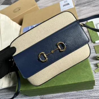 Gucci 645454 Gucci Horsebit 1955 Small Shoulder Bag Beige Blue