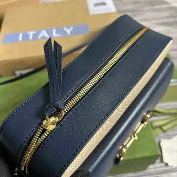 Gucci 645454 Gucci Horsebit 1955 Small Shoulder Bag Beige Blue