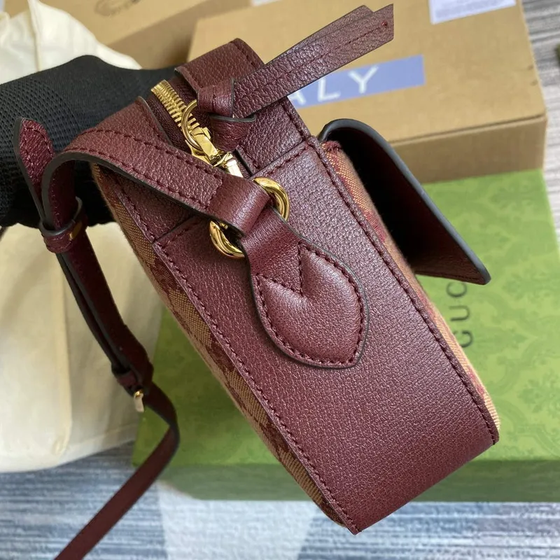 Gucci 645454 Gucci Horsebit 1955 Small Shoulder Bag Wine Red