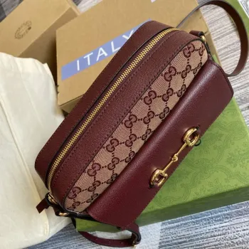 Gucci 645454 Gucci Horsebit 1955 Small Shoulder Bag Wine Red