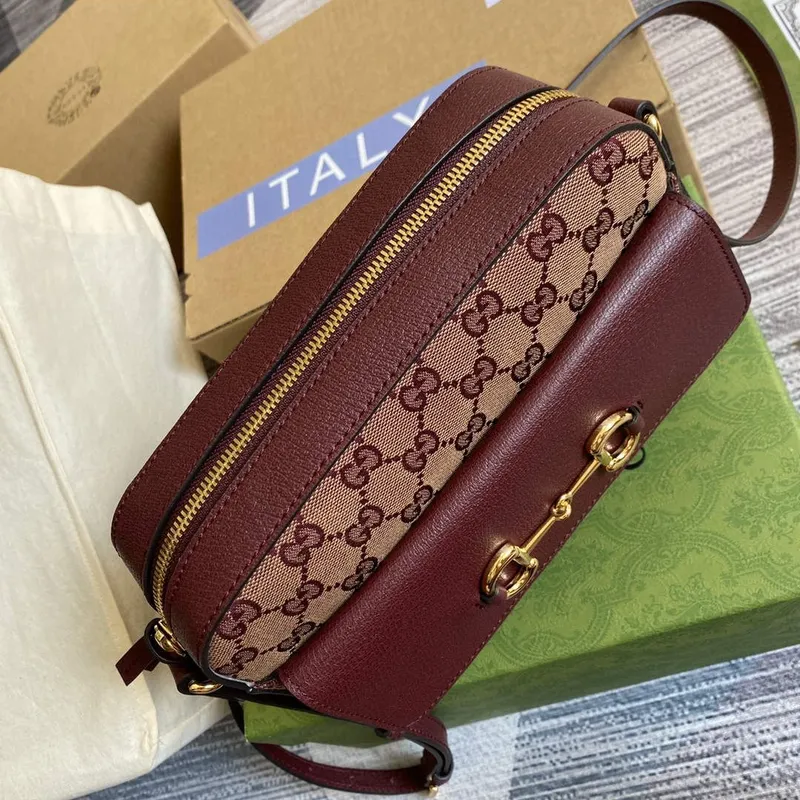 Gucci 645454 Gucci Horsebit 1955 Small Shoulder Bag Wine Red