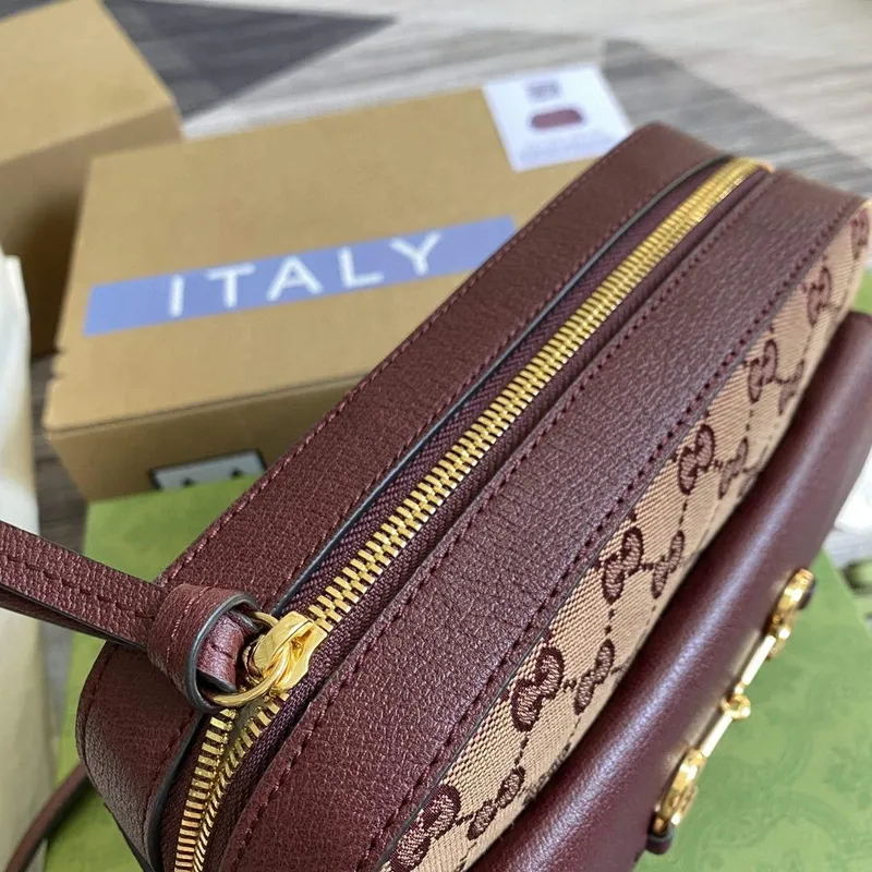 Gucci 645454 Gucci Horsebit 1955 Small Shoulder Bag Wine Red