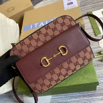 Gucci 645454 Gucci Horsebit 1955 Small Shoulder Bag Wine Red