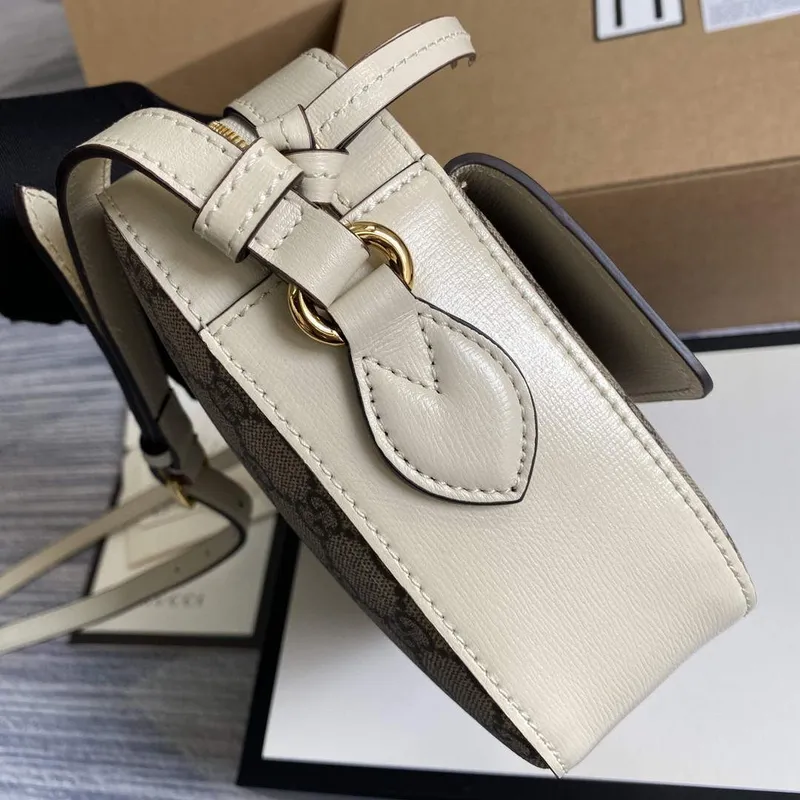 Gucci 645454 GG Horsebit 1955 Small Shoulder Bag Beige