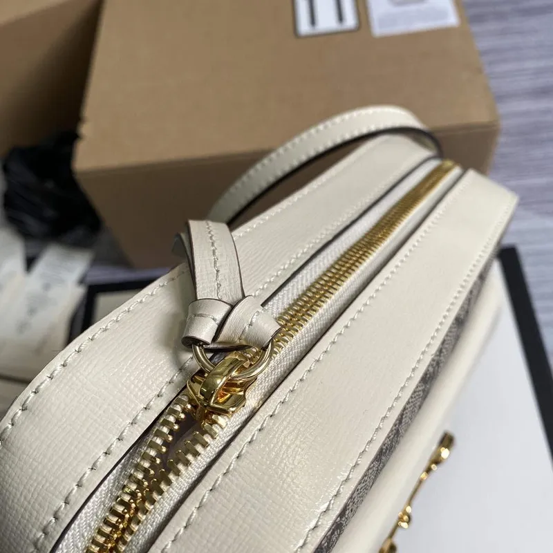 Gucci 645454 GG Horsebit 1955 Small Shoulder Bag Beige