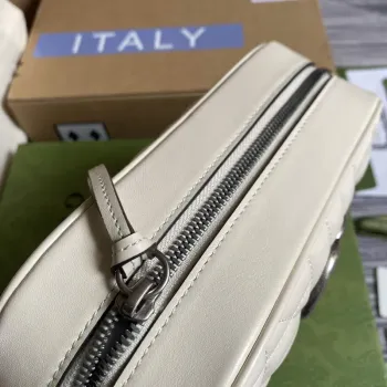 Gucci 447632 GG Marmont matelassé small shoulder bag White