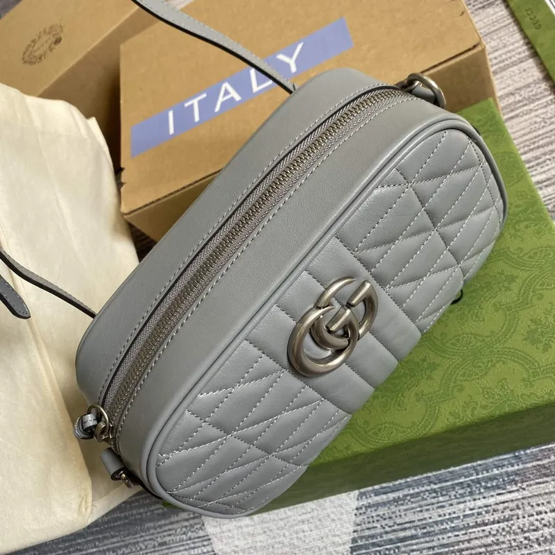 Gucci 447632 GG Marmont small shoulder bag Grey