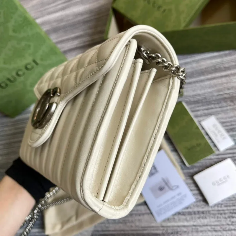 Gucci 474575 GG Marmont mini bag White