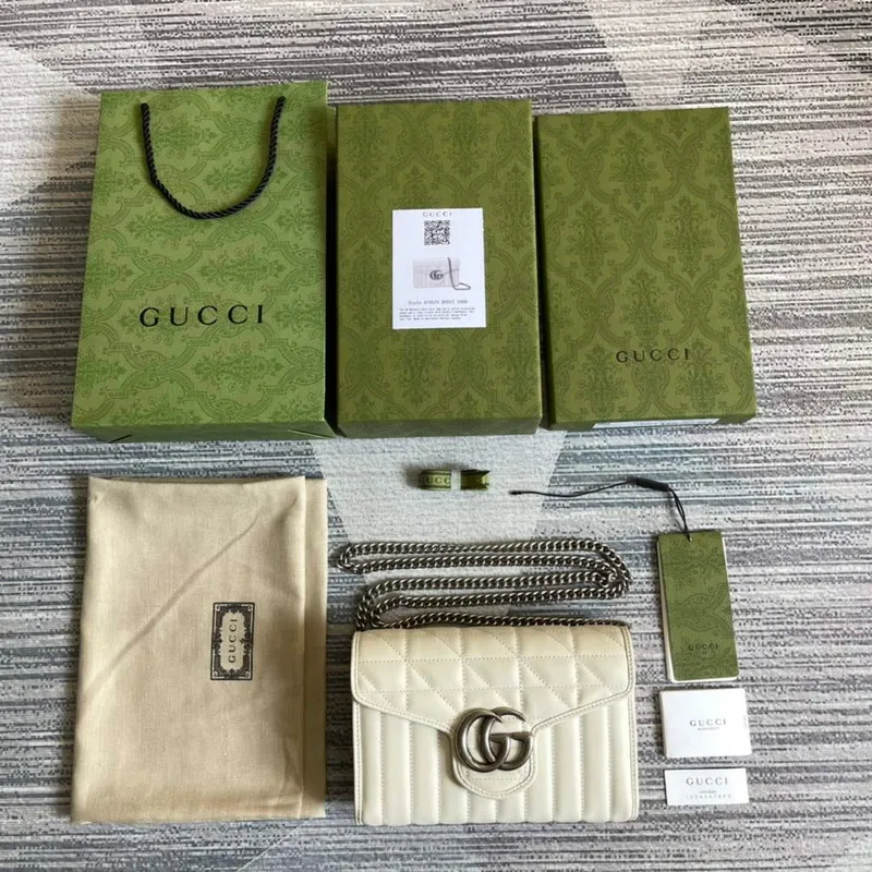 Gucci 474575 GG Marmont mini bag White