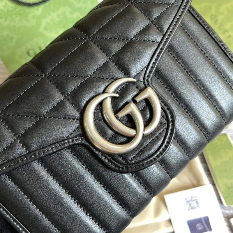 Gucci 474575 GG Marmont mini bag Black