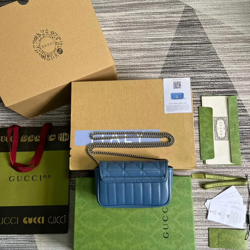 Gucci 476433 GG Marmont Super Mini Bag Blue