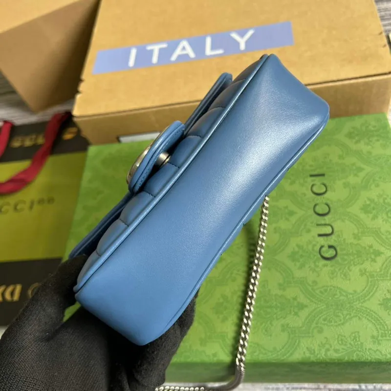 Gucci 476433 GG Marmont Super Mini Bag Blue