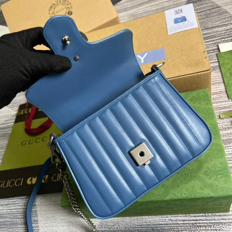 Gucci 583571 GG Marmont mini top handle bag Blue