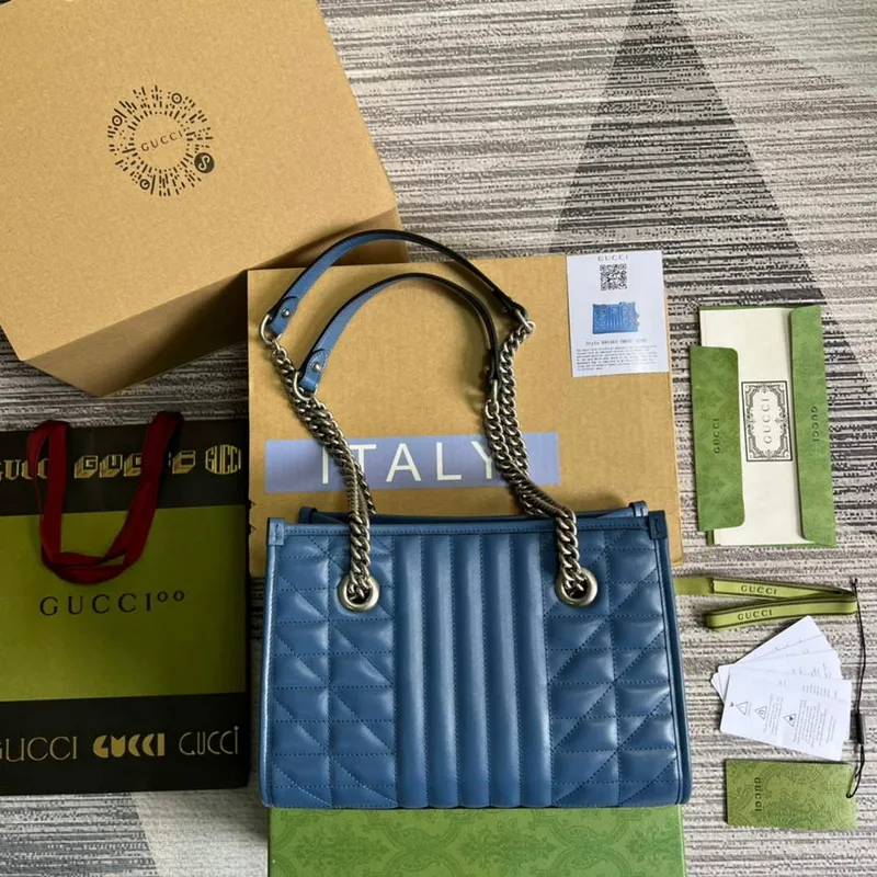 Gucci 681483 GG Marmont small tote bag Blue