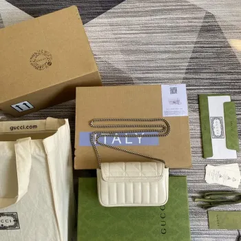 Gucci 476433 GG Marmont Super Mini Bag White