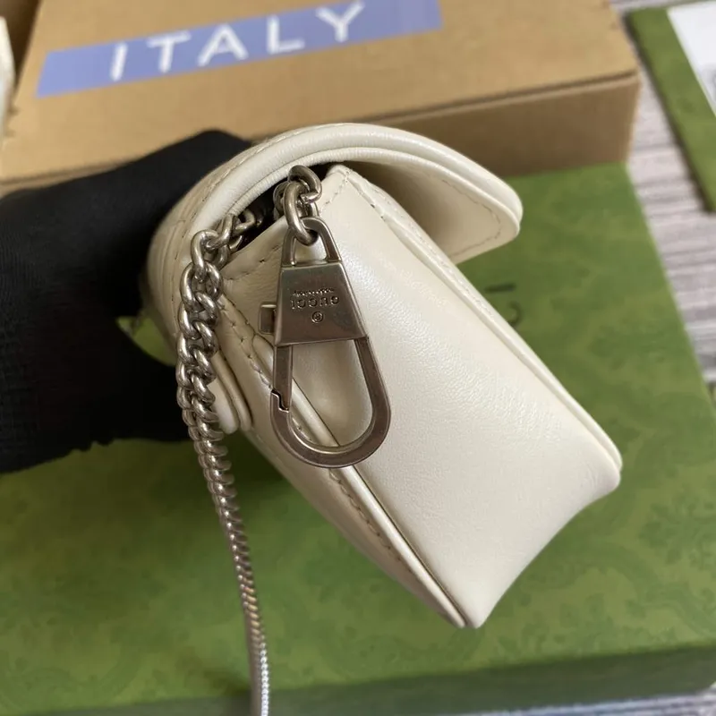 Gucci 476433 GG Marmont Super Mini Bag White
