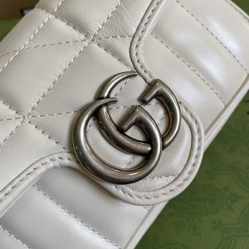 Gucci 476433 GG Marmont Super Mini Bag White