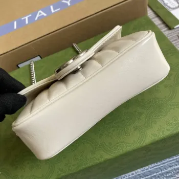 Gucci 476433 GG Marmont Super Mini Bag White