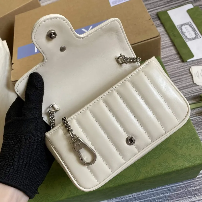 Gucci 476433 GG Marmont Super Mini Bag White