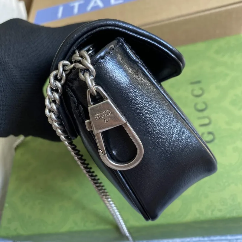 Gucci 476433 GG Marmont Super Mini Bag Black