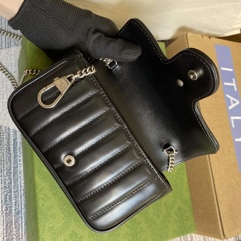 Gucci 476433 GG Marmont Super Mini Bag Black