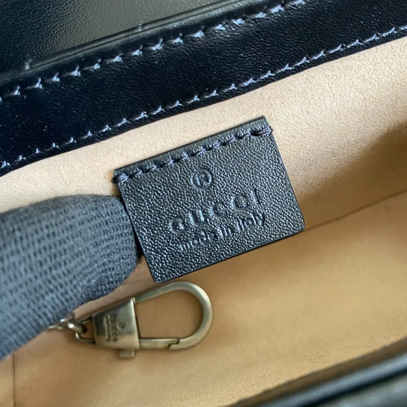 Gucci 476433 GG Marmont Super Mini Bag Black