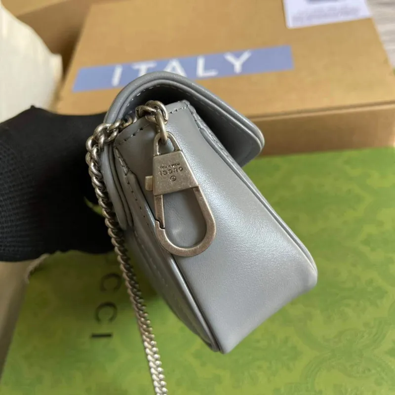 Gucci 476433 GG Marmont Super Mini Bag Grey