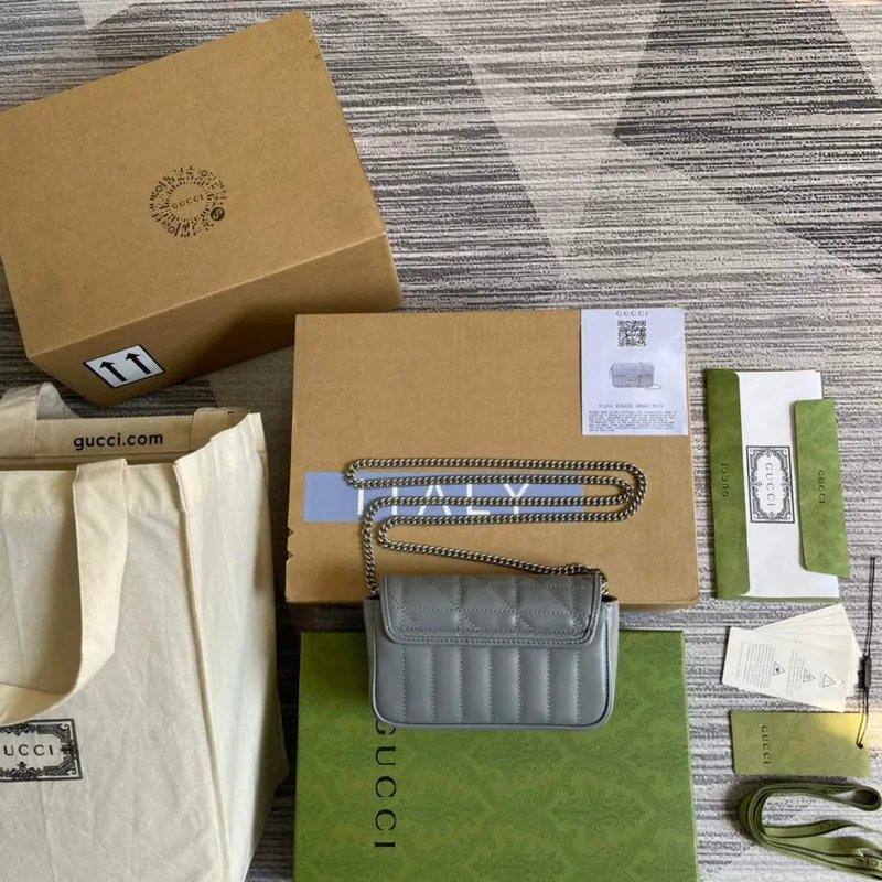 Gucci 476433 GG Marmont Super Mini Bag Grey