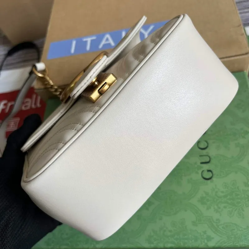 Gucci 739682 GG Marmont Matelassé mini tote bag White