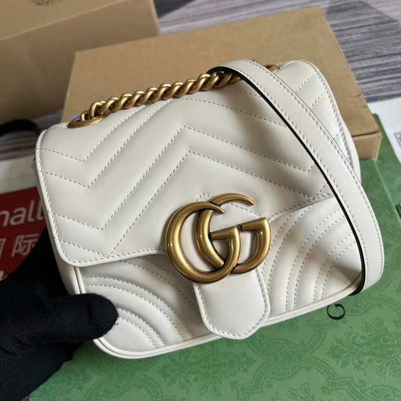 Gucci 739682 GG Marmont Matelassé mini tote bag White