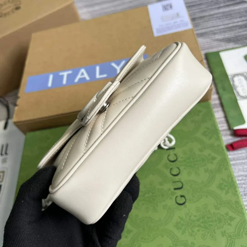 Gucci 699757 GG Marmont Belt Bag White