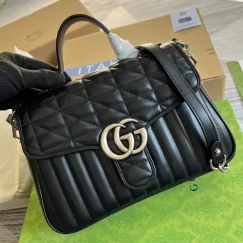 Gucci 498110 GG Marmont small top handle bag Black