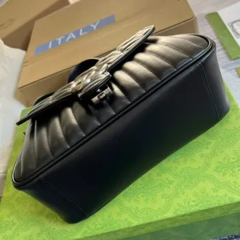 Gucci 498110 GG Marmont small top handle bag Black