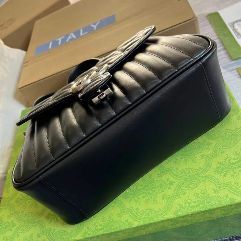 Gucci 498110 GG Marmont small top handle bag Black