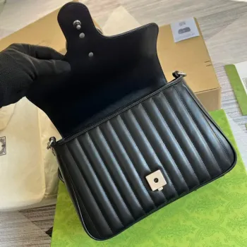 Gucci 498110 GG Marmont small top handle bag Black