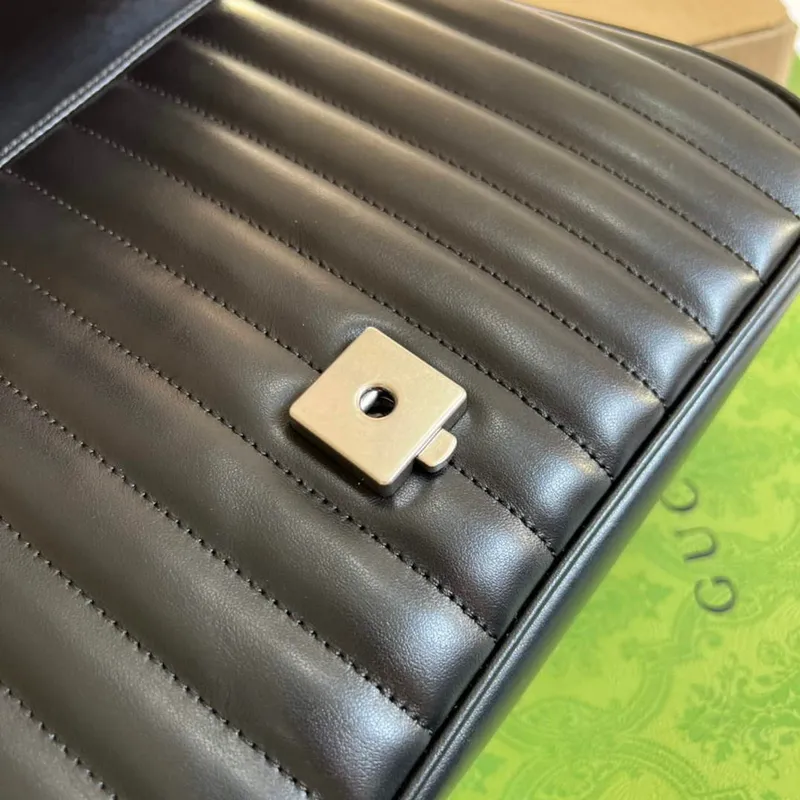 Gucci 498110 GG Marmont small top handle bag Black