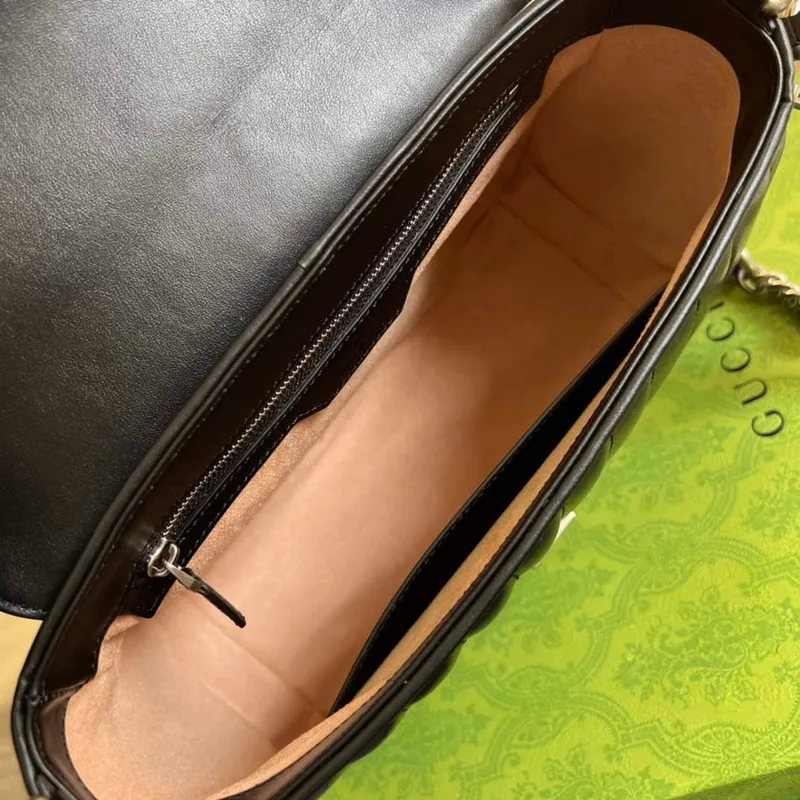 Gucci 498110 GG Marmont small top handle bag Black