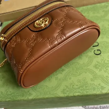 Gucci 723770 GG Matelassé Top Handle Mini Bag Brown