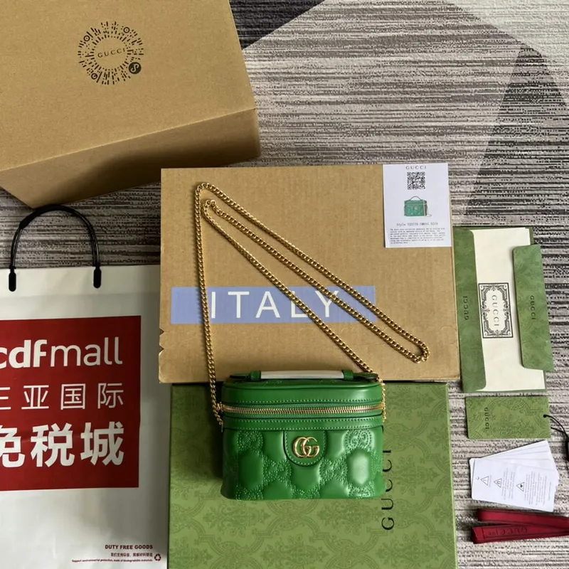 Gucci 723770 GG Matelassé Top Handle Mini Bag Green