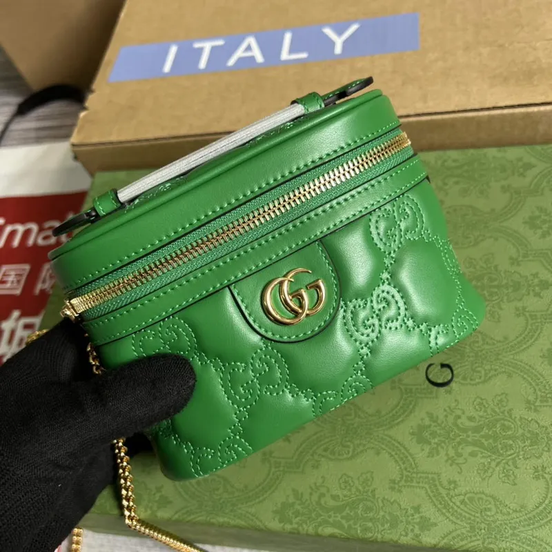 Gucci 723770 GG Matelassé Top Handle Mini Bag Green