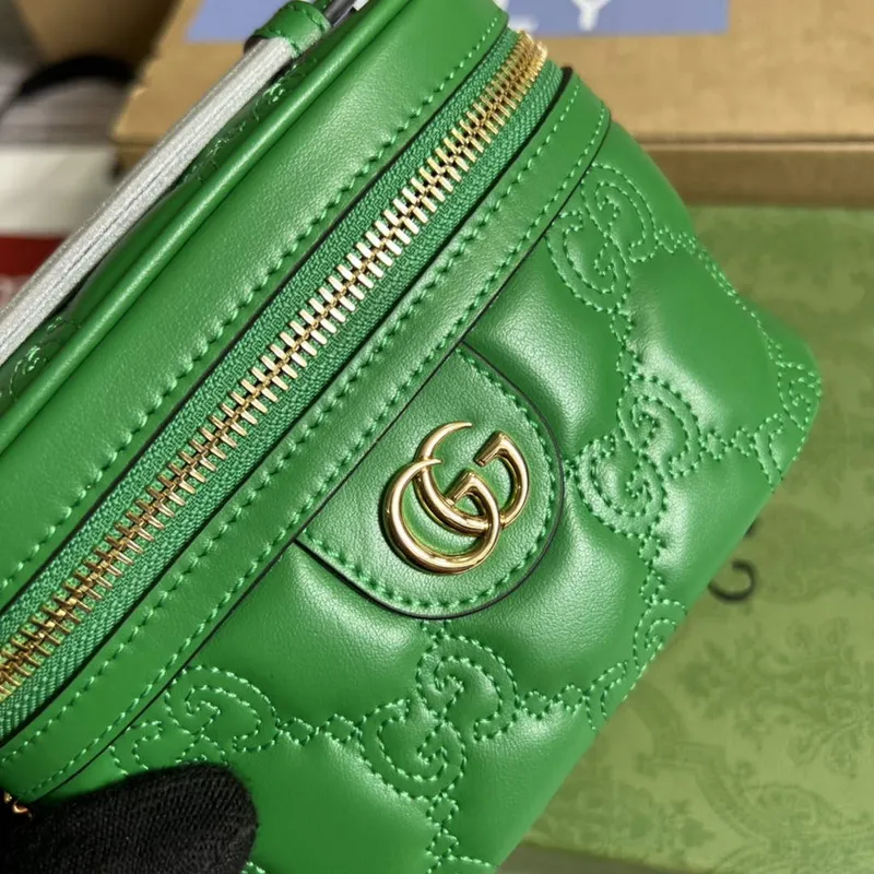 Gucci 723770 GG Matelassé Top Handle Mini Bag Green