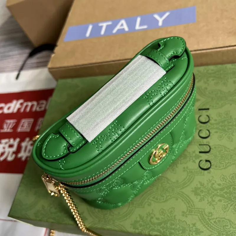 Gucci 723770 GG Matelassé Top Handle Mini Bag Green