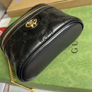 Gucci 723770 GG Matelassé Top Handle Mini Bag Black