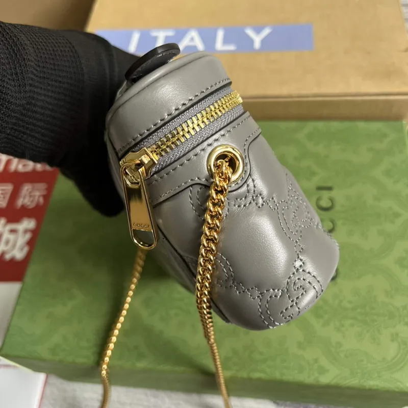 Gucci 723770 GG Matelassé Top Handle Mini Bag Grey