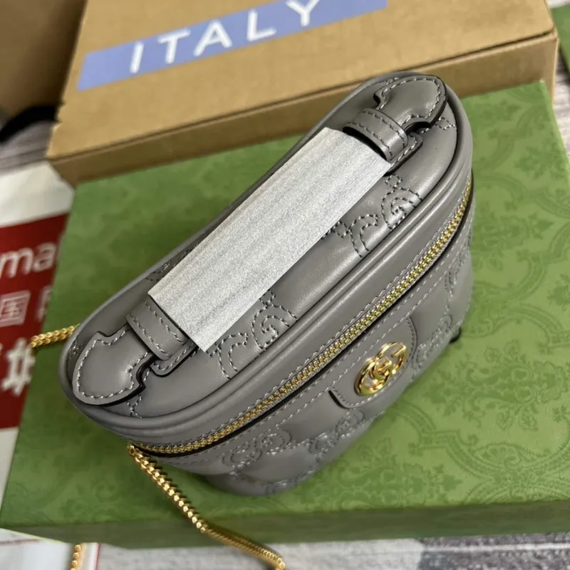 Gucci 723770 GG Matelassé Top Handle Mini Bag Grey