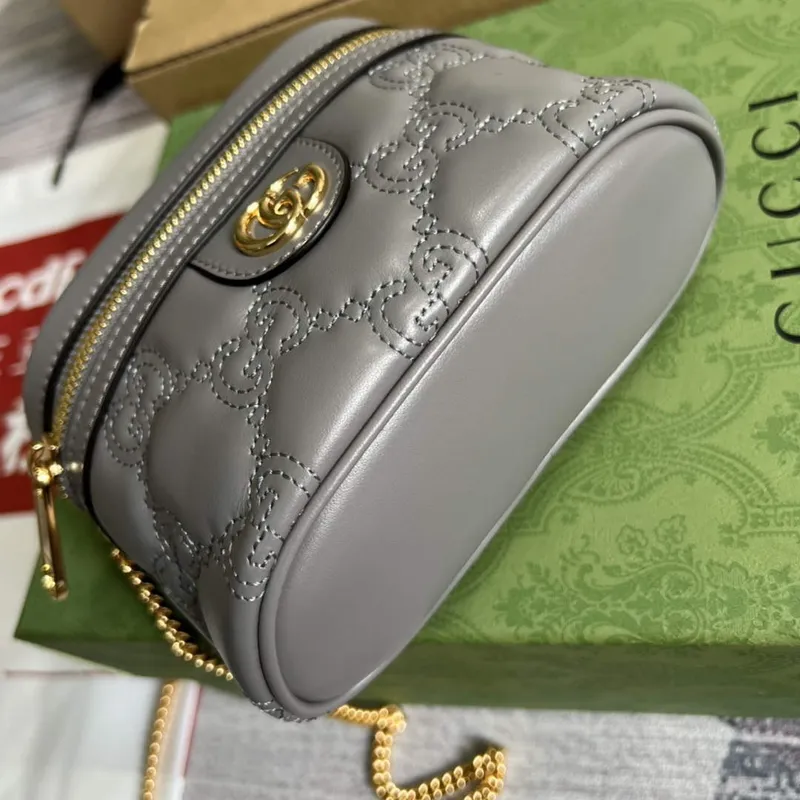 Gucci 723770 GG Matelassé Top Handle Mini Bag Grey